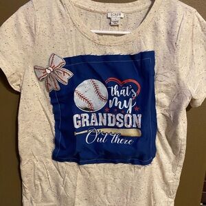 Hand designed baseball grandma short sleeve shirt, size small